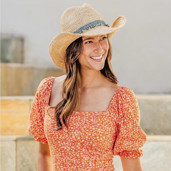 Wallaroo Hat Company Women Tahiti Cowboy Sun Hat Raffia,Modern Cowboy,Australia main image 6